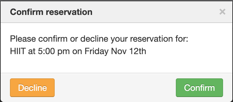 My bookings confirm or decline modal on waitlist becoming available
